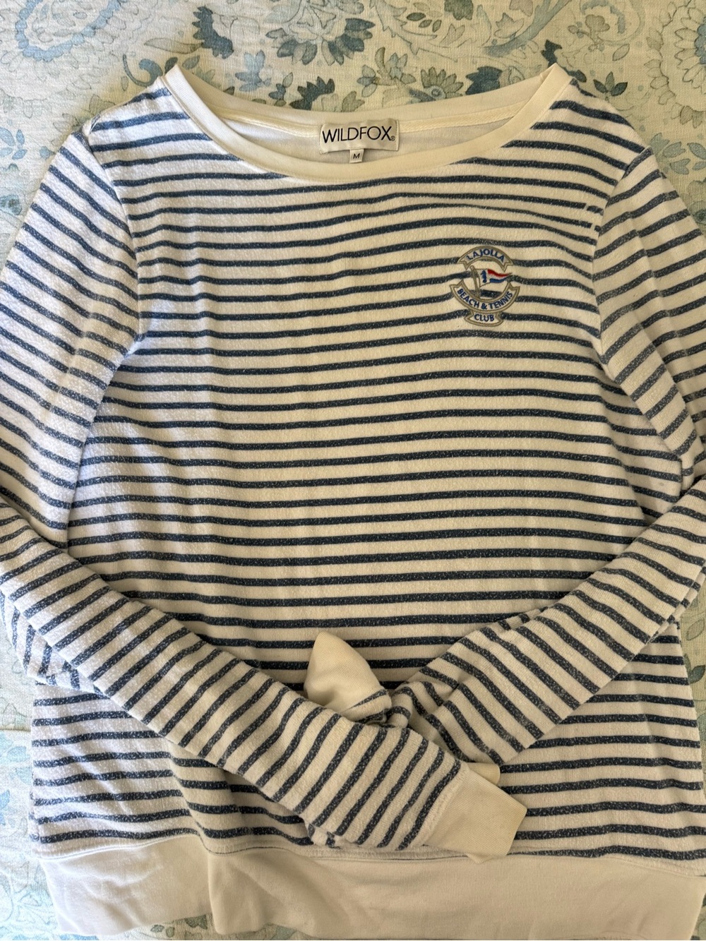 Wildfox Women's Navy & White Striped Crewneck Sweater size M La Jolla